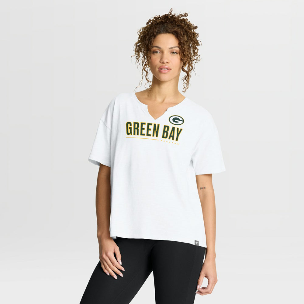Green Bay Packers Women's Redzone Slub Boxy T-Shirt White - Fanatics