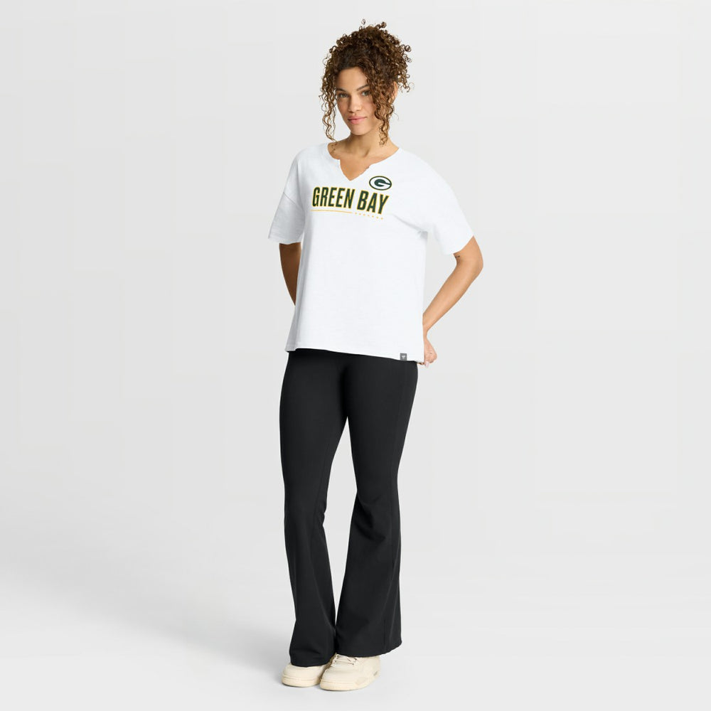 Green Bay Packers Women's Redzone Slub Boxy T-Shirt White - Fanatics