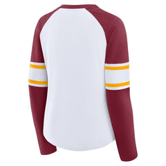 Washington Commanders Women's Redzone Blitz Package Raglan Lace-Up V-Neck Long Sleeve T-Shirt White/Burgundy - Fanatics