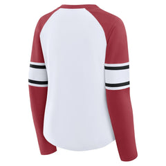 Arizona Cardinals Women's Redzone Blitz Package Raglan Lace-Up V-Neck Long Sleeve T-Shirt White/Cardinal - Fanatics