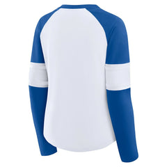 Indianapolis Colts Women's Redzone Blitz Package Raglan Lace-Up V-Neck Long Sleeve T-Shirt White/Royal - Fanatics