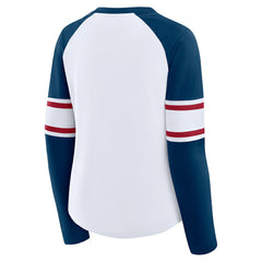 Houston Texans Women's Redzone Blitz Package Raglan Lace-Up V-Neck Long Sleeve T-Shirt White/Navy - Fanatics
