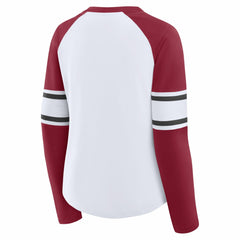 Tampa Bay Buccaneers Women's Redzone Blitz Package Raglan Lace-Up V-Neck Long Sleeve T-Shirt White/Red - Fanatics