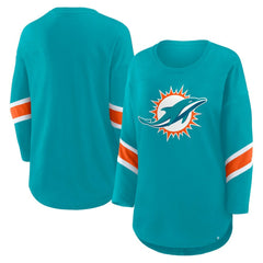 Miami Dolphins Women's Redzone 3/4-Sleeve T-Shirt Aqua - Fanatics