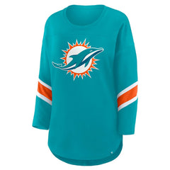 Miami Dolphins Women's Redzone 3/4-Sleeve T-Shirt Aqua - Fanatics