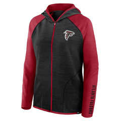 Atlanta Falcons Women's Redzone End Around Pass Raglan Full-Zip Hoodie Black/Red - Fanatics