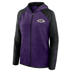 Baltimore Ravens Women's Redzone End Around Pass Raglan Full-Zip Hoodie Purple/Black - Fanatics