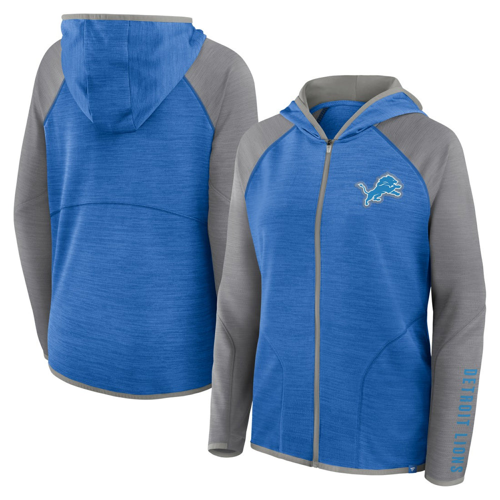 Detroit Lions Women's Redzone End Around Pass Raglan Full-Zip Hoodie Blue/Gray - Fanatics
