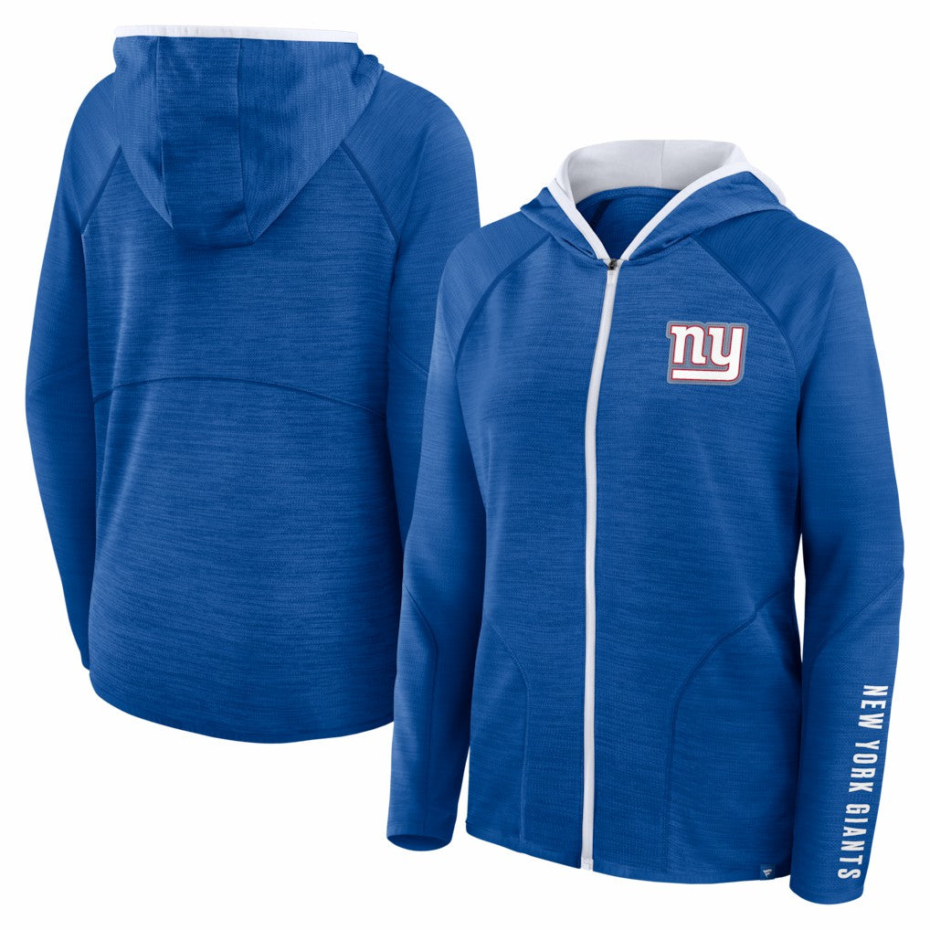 New York Giants Women's Redzone End Around Pass Raglan Full-Zip Hoodie Royal - Fanatics