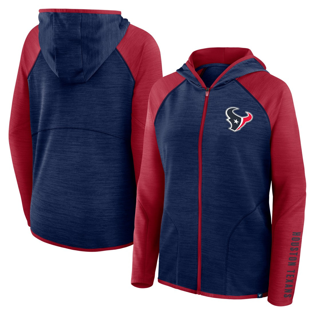 Houston Texans Women's Redzone End Around Pass Raglan Full-Zip Hoodie Navy/Red - Fanatics