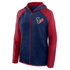 Houston Texans Women's Redzone End Around Pass Raglan Full-Zip Hoodie Navy/Red - Fanatics