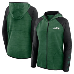 New York Jets Women's Redzone End Around Pass Raglan Full-Zip Hoodie Green/Black - Fanatics