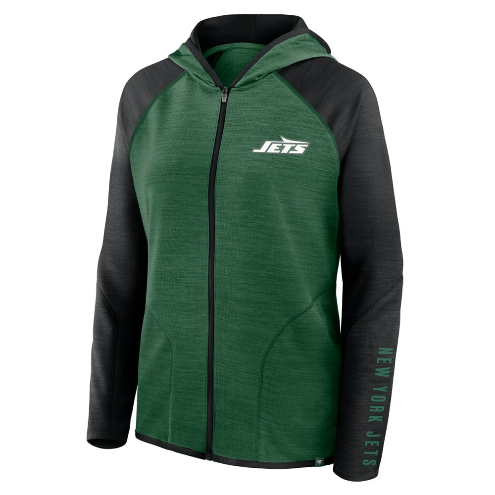 New York Jets Women's Redzone End Around Pass Raglan Full-Zip Hoodie Green/Black - Fanatics