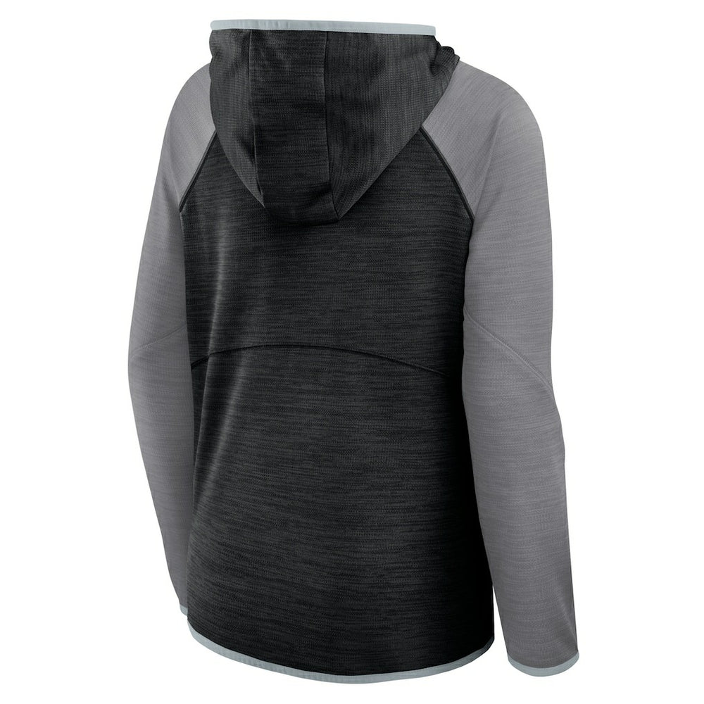 Las Vegas Raiders Women's Redzone End Around Pass Raglan Full-Zip Hoodie Black/Gray - Fanatics