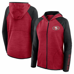 San Francisco 49ers Women's Redzone End Around Pass Raglan Full-Zip Hoodie Scarlet/Black - Fanatics