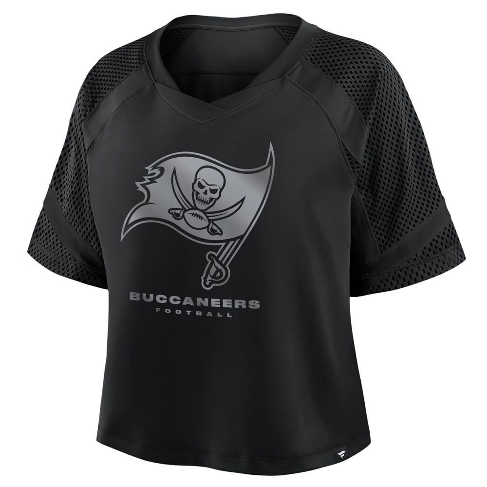 Tampa Bay Buccaneers Women's Oversized Raglan V-Neck Blackout Fashion Jersey - Fanatics