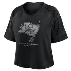 Tampa Bay Buccaneers Women's Oversized Raglan V-Neck Blackout Fashion Jersey - Fanatics