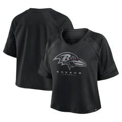 Baltimore Ravens Women's Oversized Raglan V-Neck Blackout Fashion Jersey - Fanatics