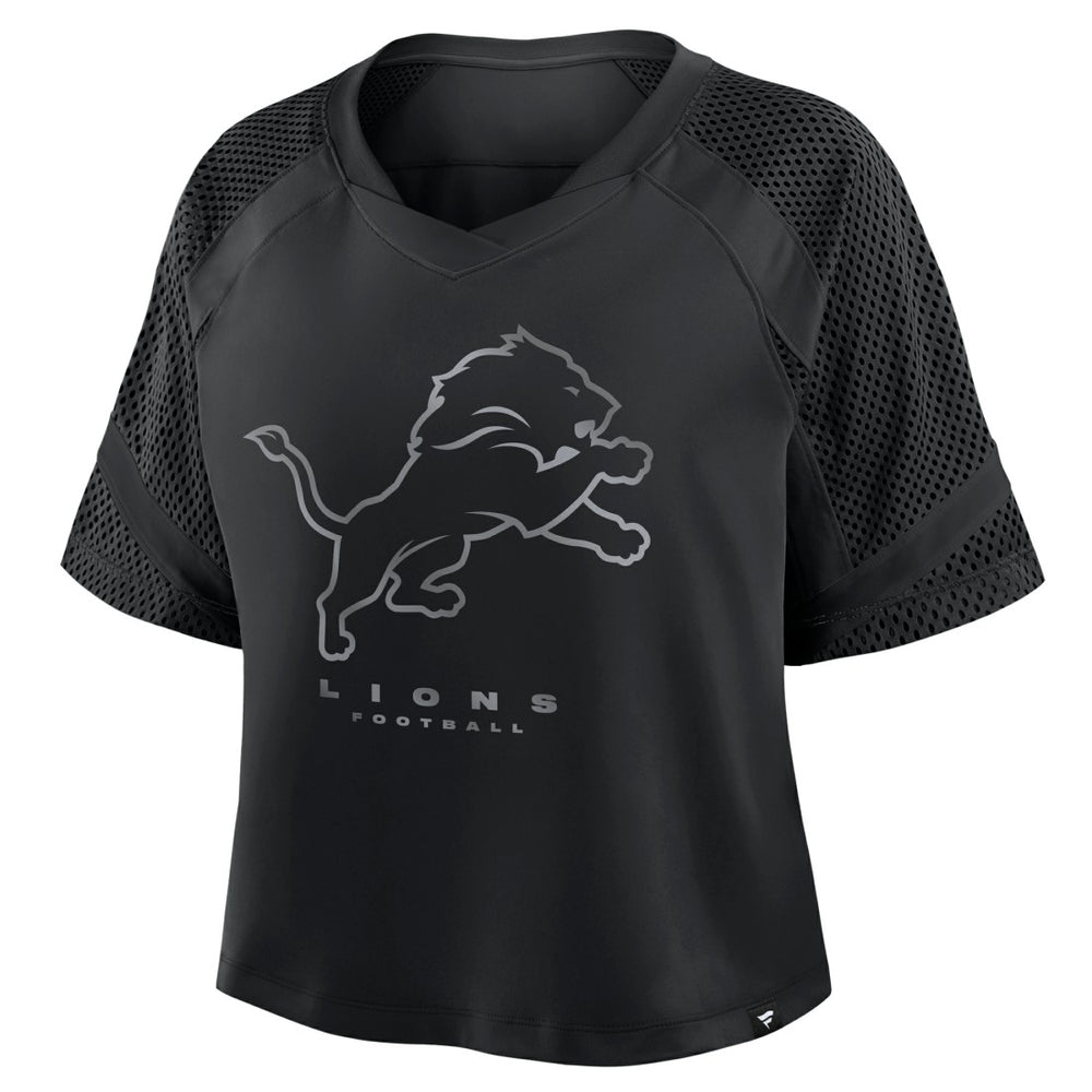 Detroit Lions Women's Oversized Raglan V-Neck Blackout Fashion Jersey - Fanatics