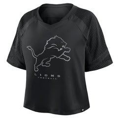 Detroit Lions Women's Oversized Raglan V-Neck Blackout Fashion Jersey - Fanatics