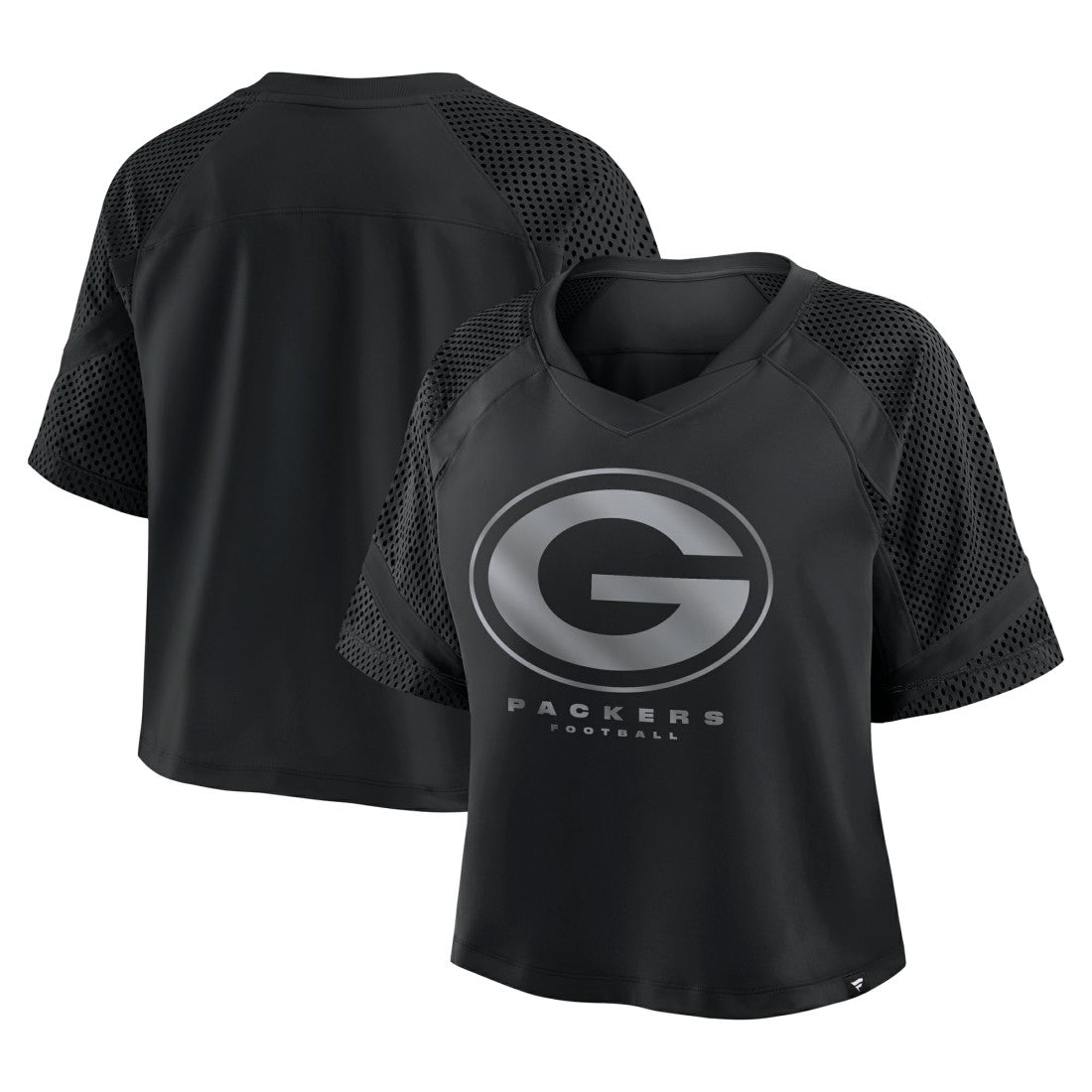 Green Bay Packers Women's Oversized Raglan V-Neck Blackout Fashion Jersey - Fanatics
