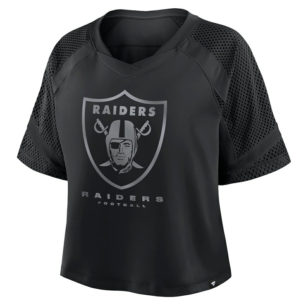 Las Vegas Raiders Women's Oversized Raglan V-Neck Blackout Fashion Jersey discount | NFL Jerseys