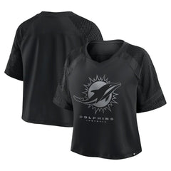 Miami Dolphins Women's Oversized Raglan V-Neck Blackout Fashion Jersey - Fanatics