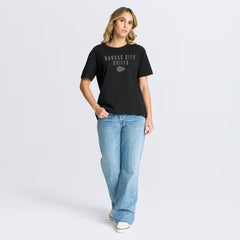 Kansas City Chiefs Women's Blackout Kneel Down Legacy T-Shirt Black - Fanatics