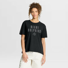 Miami Dolphins Women's Blackout Kneel Down Legacy T-Shirt Black - Fanatics