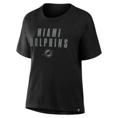 Miami Dolphins Women's Blackout Kneel Down Legacy T-Shirt Black - Fanatics