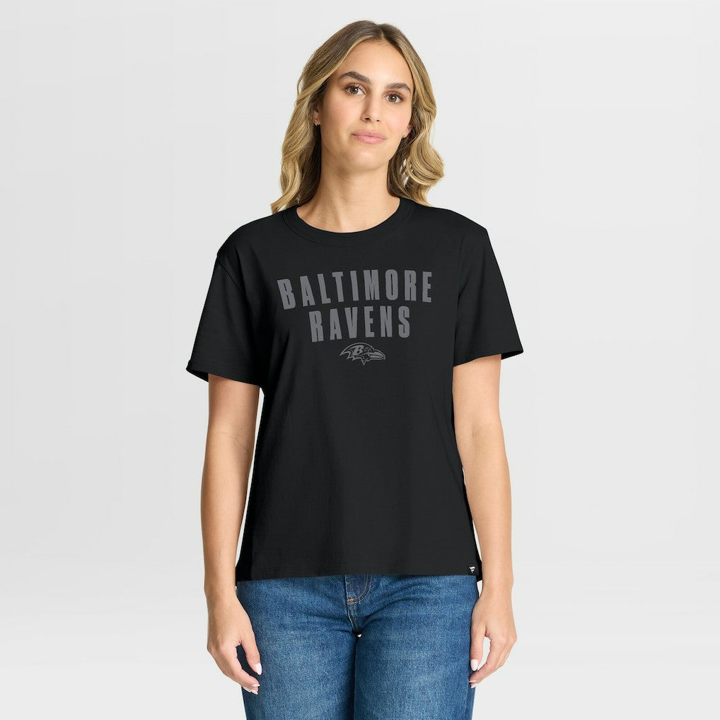 Baltimore Ravens Women's Blackout Kneel Down Legacy T-Shirt Black - Fanatics