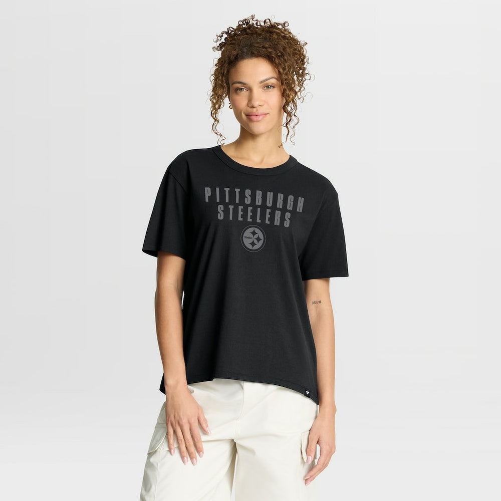 Pittsburgh Steelers Women's Blackout Kneel Down Legacy T-Shirt Black - Fanatics