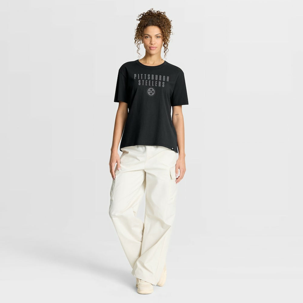 Pittsburgh Steelers Women's Blackout Kneel Down Legacy T-Shirt Black - Fanatics