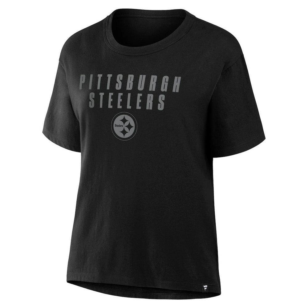Pittsburgh Steelers Women's Blackout Kneel Down Legacy T-Shirt Black - Fanatics