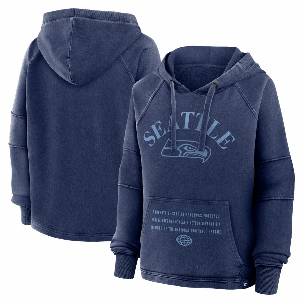 Seattle Seahawks Women's Oversized Raglan Gridiron Hoodie Navy - Fanatics