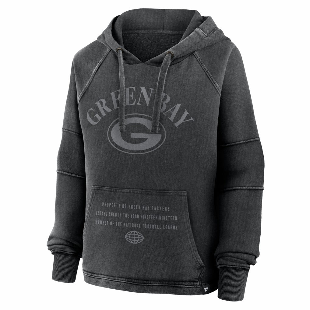 Green Bay Packers Women's Oversized Raglan Gridiron Hoodie Black - Fanatics