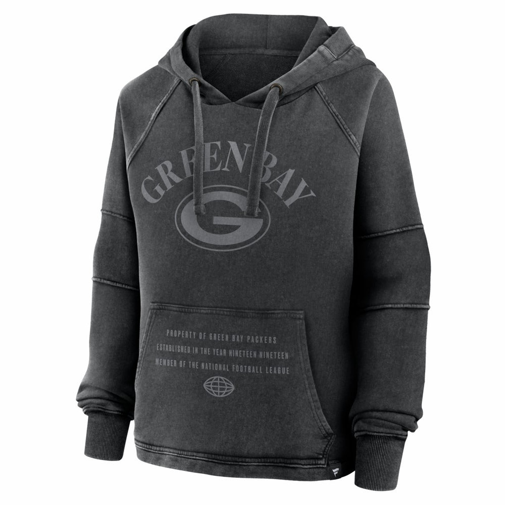 Green Bay Packers Women's Oversized Raglan Gridiron Hoodie Black - Fanatics