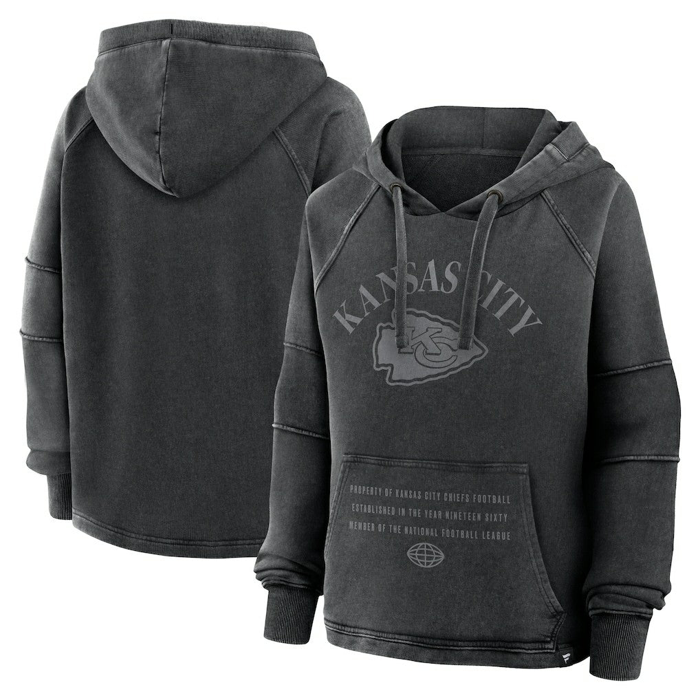 Kansas City Chiefs Women's Oversized Raglan Gridiron Hoodie Black - Fanatics