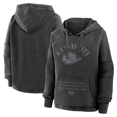 Kansas City Chiefs Women's Oversized Raglan Gridiron Hoodie Black - Fanatics