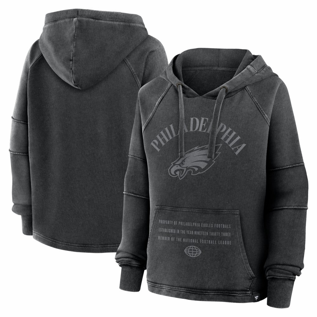 Philadelphia Eagles Women's Oversized Raglan Gridiron Hoodie Black - Fanatics