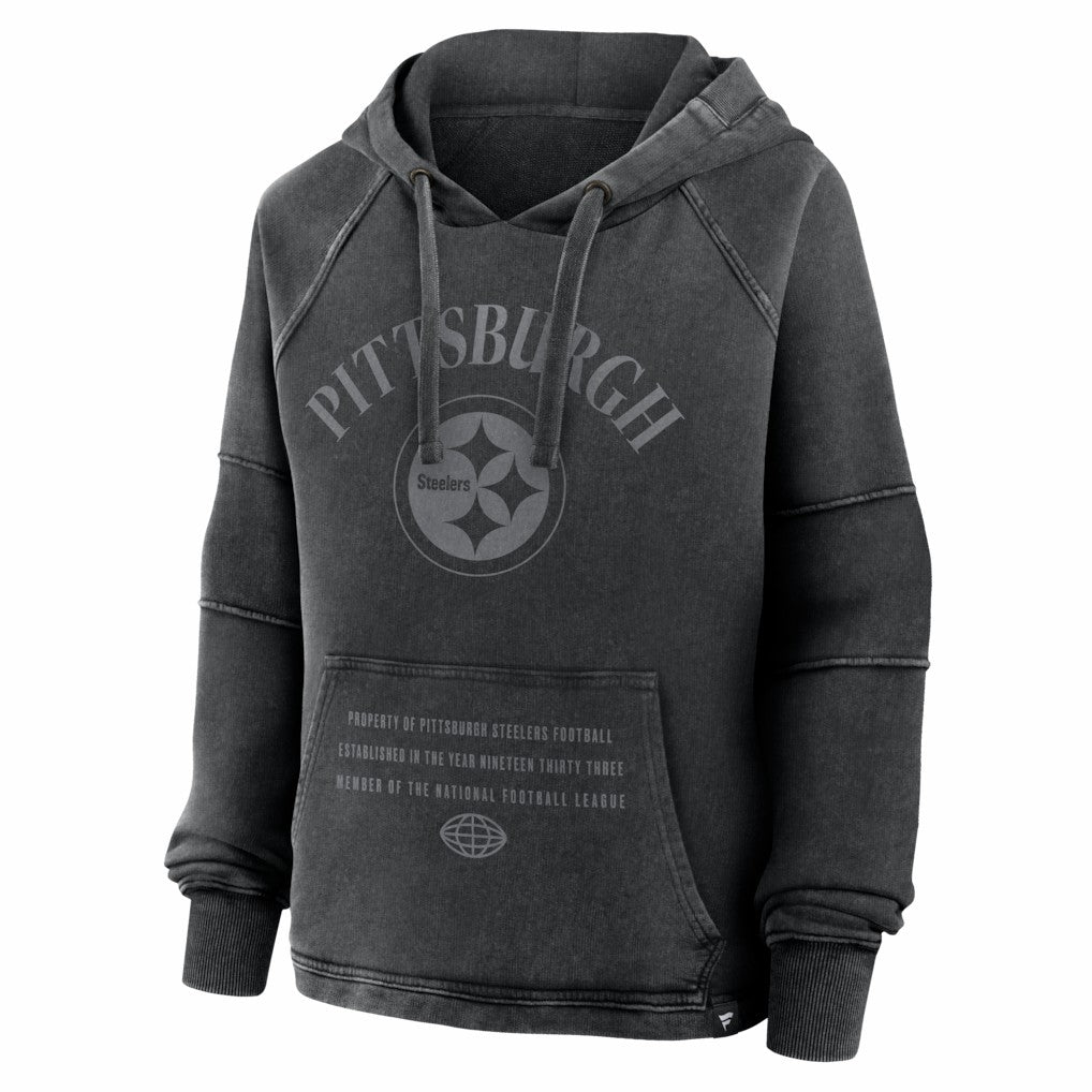 Pittsburgh Steelers Women's Oversized Raglan Gridiron Hoodie Black - Fanatics