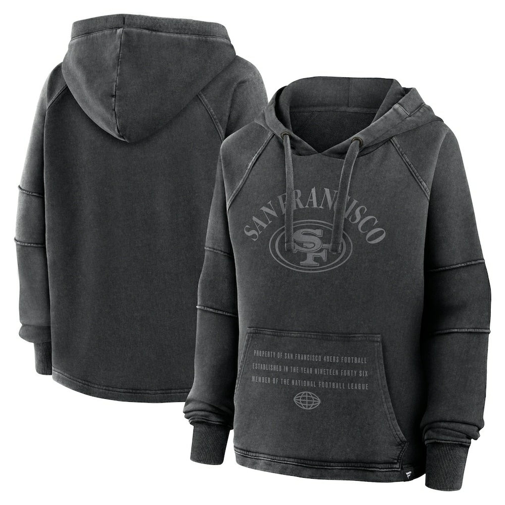 San Francisco 49ers Women's Oversized Raglan Gridiron Hoodie Black - Fanatics