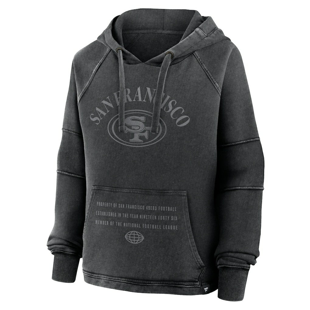 San Francisco 49ers Women's Oversized Raglan Gridiron Hoodie Black - Fanatics