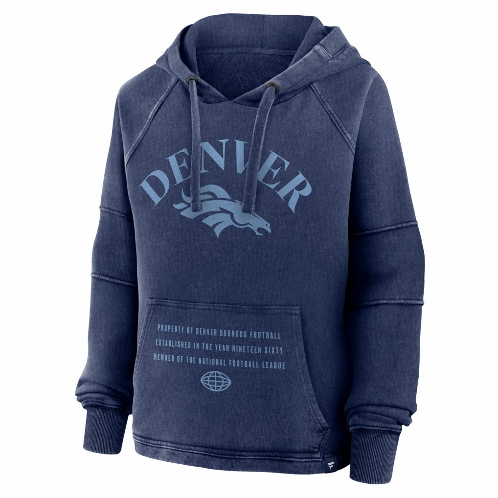Denver Broncos Women's Oversized Raglan Gridiron Hoodie Navy - Fanatics