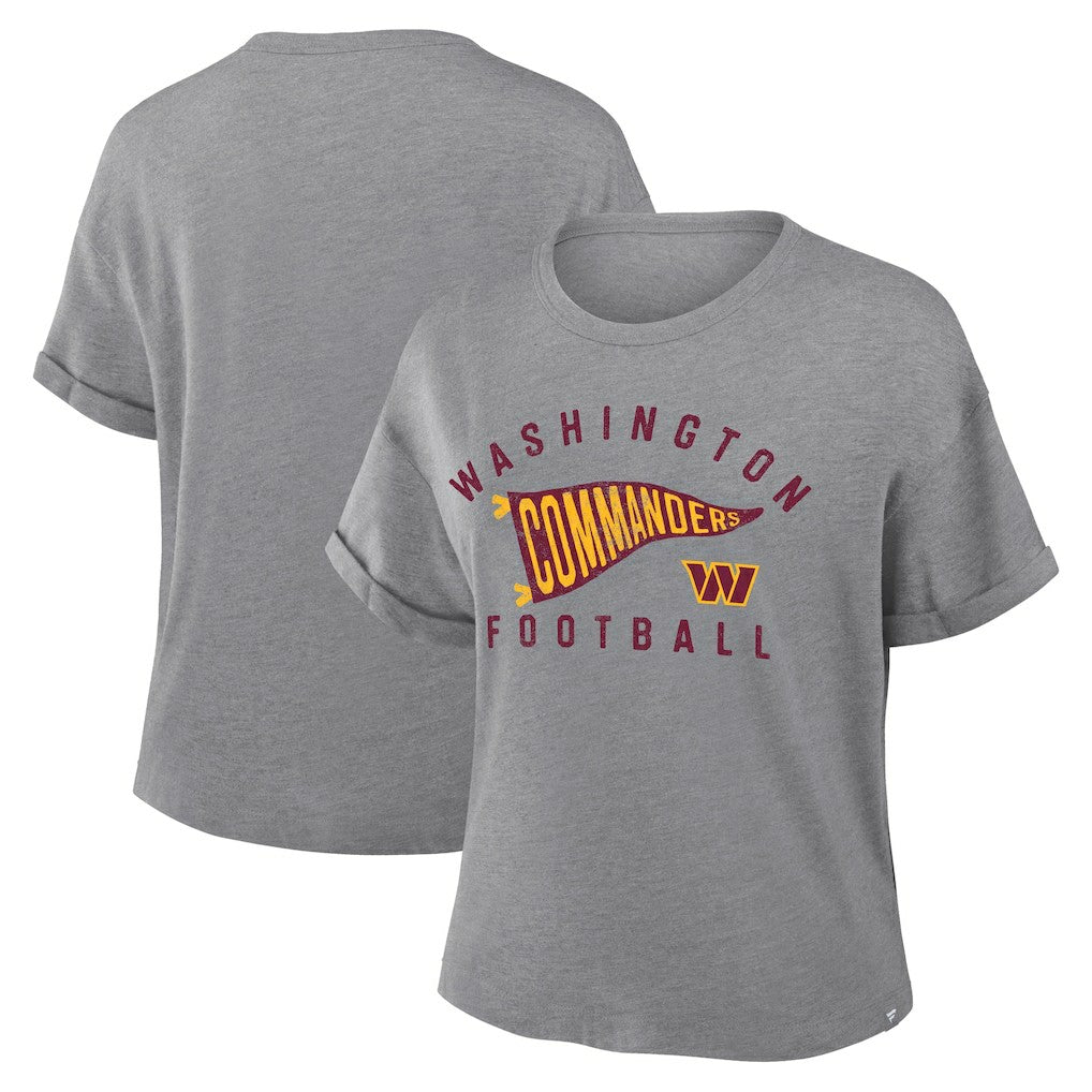 Washington Commanders Women's Pennant Wave Tribute Tri-Blend Boxy T-Shirt Heather Gray - Fanatics