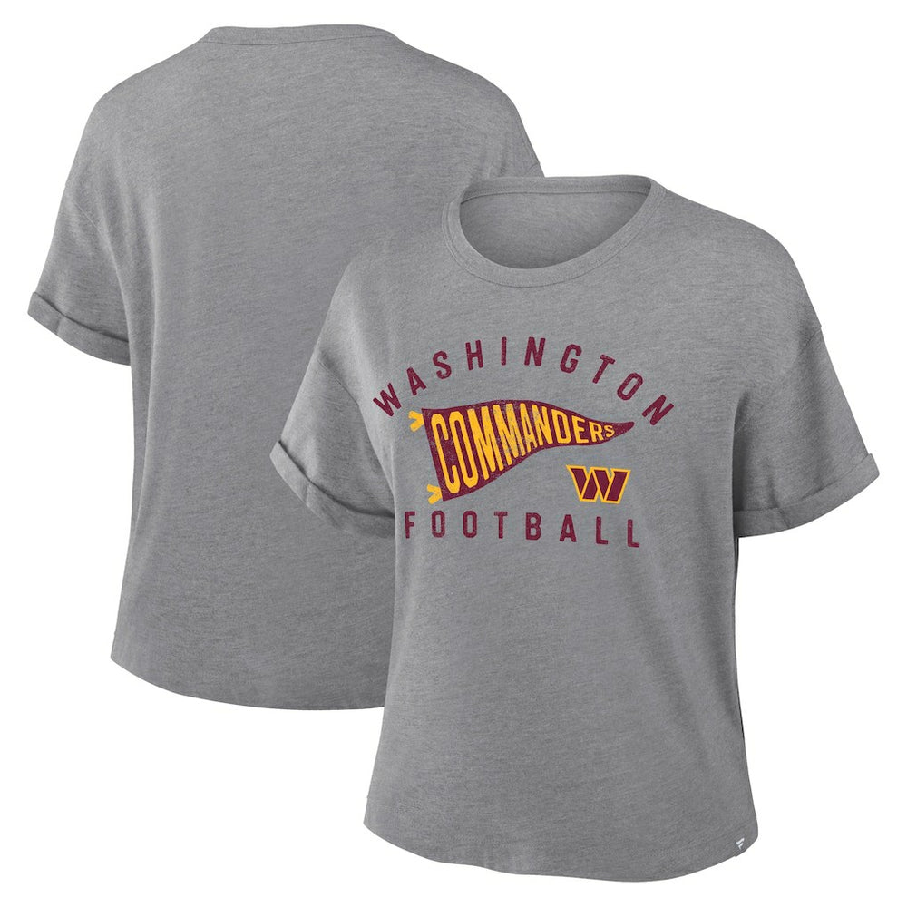 Washington Commanders Women's Pennant Wave Tribute Tri-Blend Boxy T-Shirt Heather Gray - Fanatics