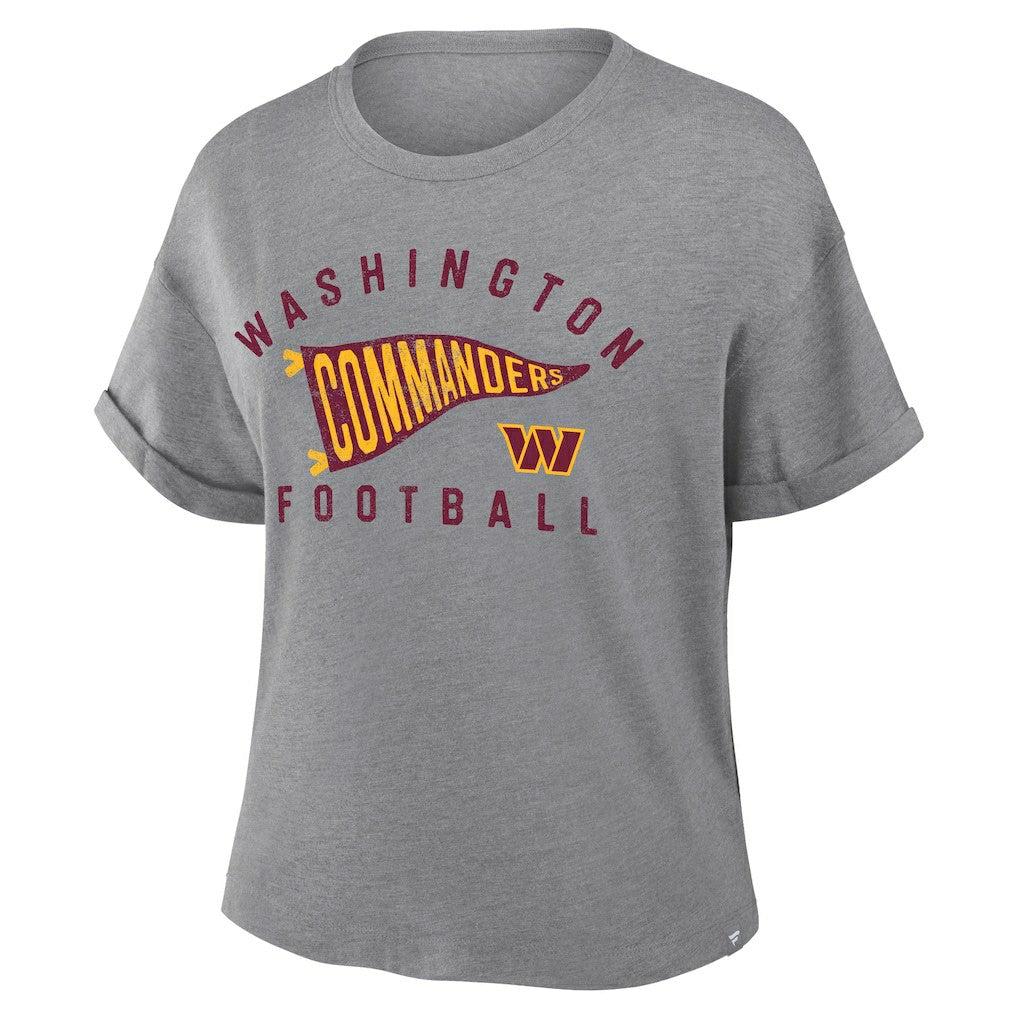 Washington Commanders Women's Pennant Wave Tribute Tri-Blend Boxy T-Shirt Heather Gray - Fanatics
