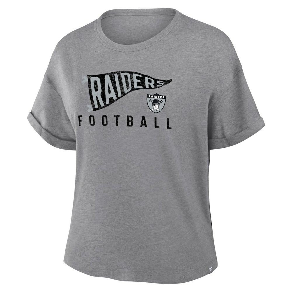 Las Vegas Raiders Women's Pennant Wave Tribute Tri-Blend Boxy T-Shirt Heather Gray - Fanatics