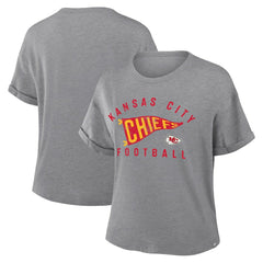 Kansas City Chiefs Women's Pennant Wave Tribute Tri-Blend Boxy T-Shirt Heather Gray - Fanatics