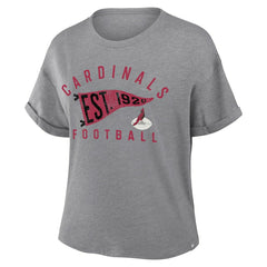 Arizona Cardinals Women's Pennant Wave Tribute Tri-Blend Boxy T-Shirt Heather Gray - Fanatics